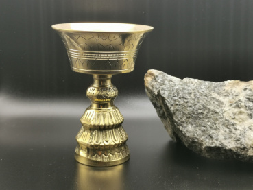 Tibetische Butterlampe aus Messing | Deepa | ca. 10cm hoch | ca. 7,5cm Durchmesser